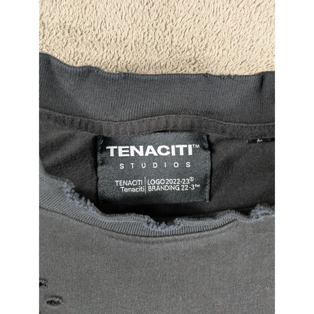 Tenaciti Studios T-Shirt Mens Large Black‎ Ghost Graphic Distressed Streetwear